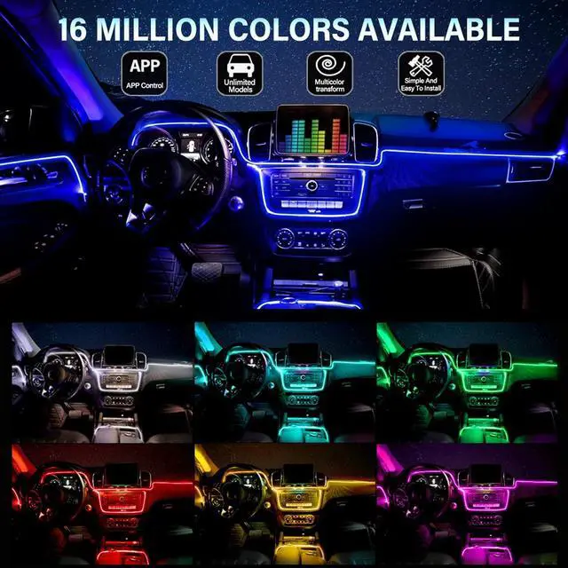 Alt view image 3 of 7 - Car LED Interior Strip Light 16 Million Colors
