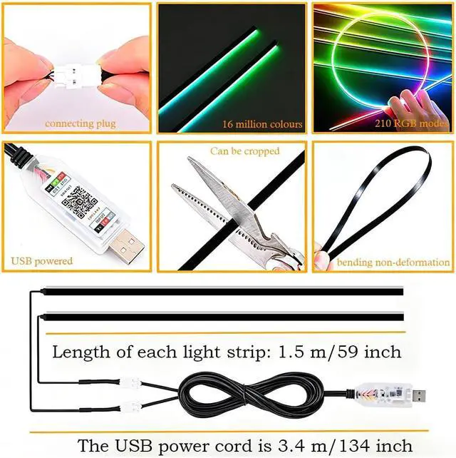Alt view image 2 of 7 - Dreamcolor Acrylic Interior Car LED Bar Light