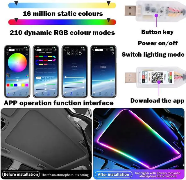 Alt view image 4 of 7 - Dreamcolor Acrylic Interior Car LED Bar Light
