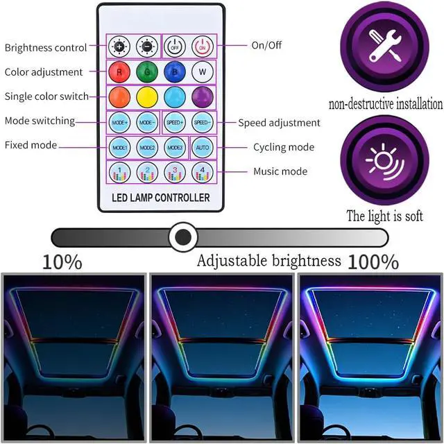Alt view image 5 of 7 - Dreamcolor Acrylic Interior Car LED Bar Light