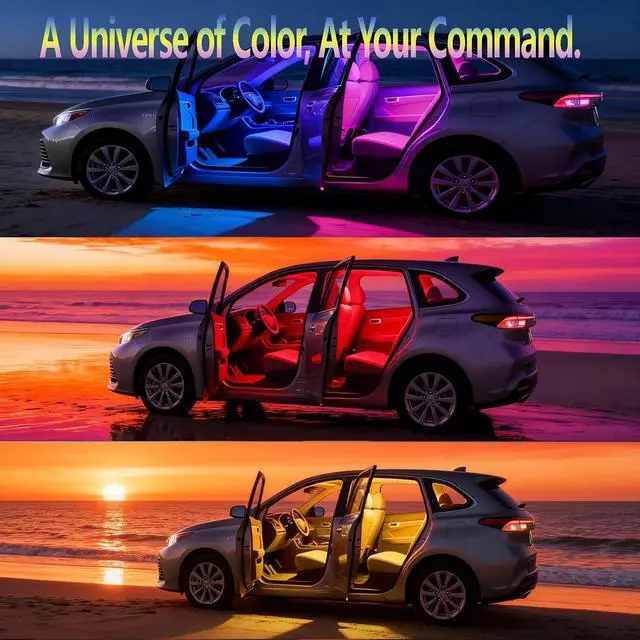 Alt view image 3 of 7 - LED Interior Car Lights USB Atmosphere Strip APP Control
