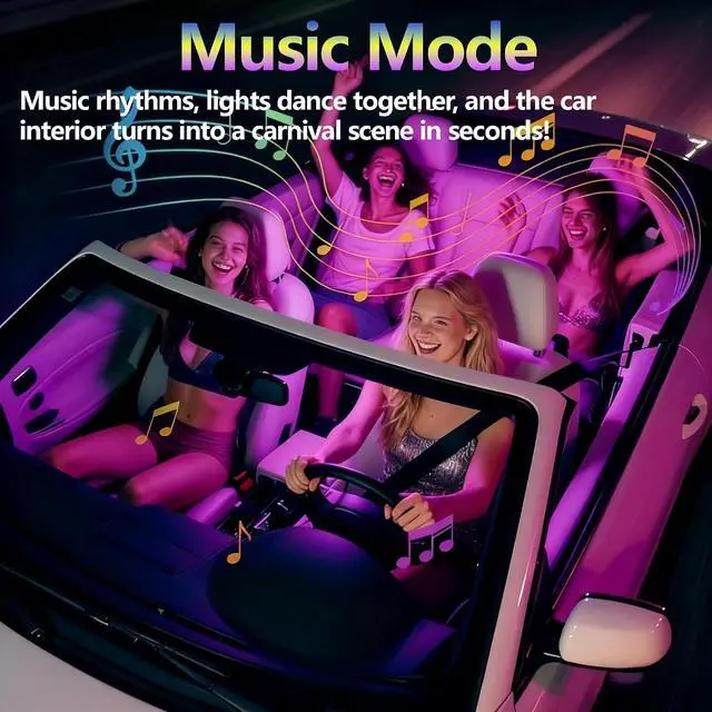 Alt view image 4 of 7 - LED Interior Car Lights USB Atmosphere Strip APP Control