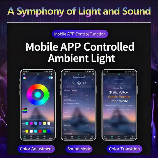 Alt view image 5 of 7 - LED Interior Car Lights USB Atmosphere Strip APP Control