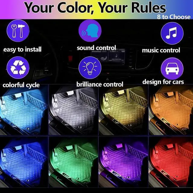 Alt view image 7 of 7 - LED Interior Car Lights USB Atmosphere Strip APP Control