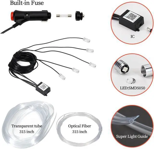 Alt view image 2 of 7 - Car LED Interior Strip Lights RGB Multicolor Ambient Lighting Kits