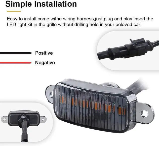 Alt view image 4 of 7 - 12W 4-LED Amber Front Grille Lights