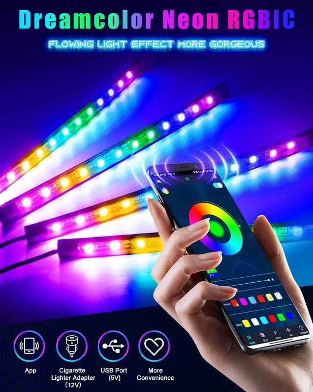 Alt view image 2 of 7 - Car Underglow Lights Led Strip for Cars USB with App Control