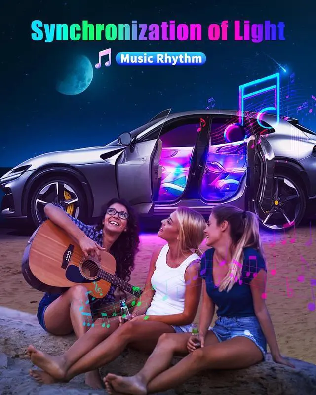Alt view image 6 of 7 - Car Underglow Lights Led Strip for Cars USB with App Control