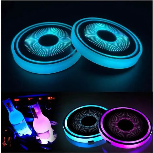 Main image of 2pcs LED Car Coasters Luminescent Cup Holders with 7 Colors