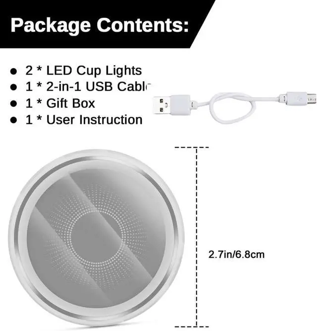 Alt view image 4 of 7 - 2pcs LED Car Coasters Luminescent Cup Holders with 7 Colors