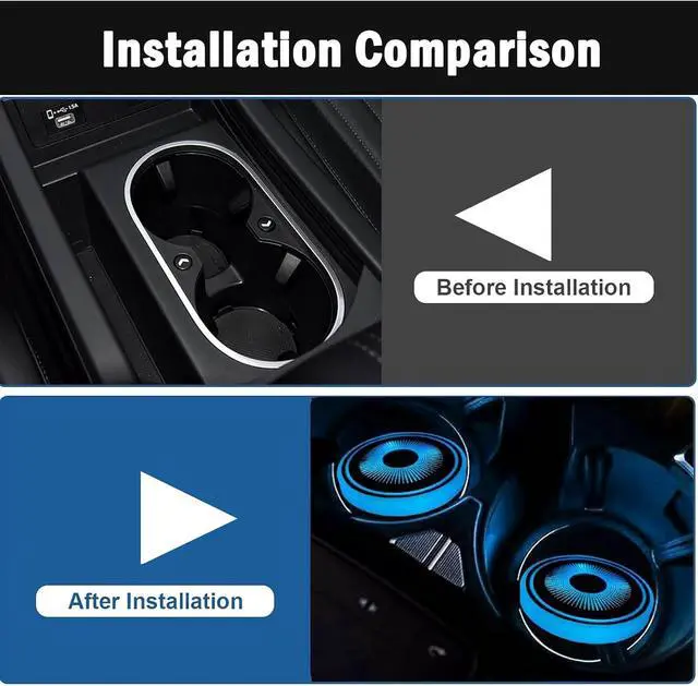 Alt view image 3 of 7 - 2pcs LED Car Coasters Luminescent Cup Holders with 7 Colors