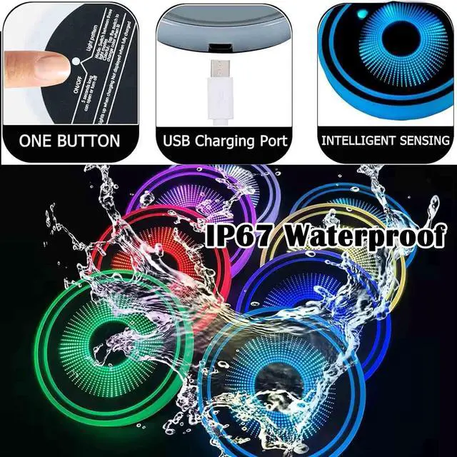 Alt view image 7 of 7 - 2pcs LED Car Coasters Luminescent Cup Holders with 7 Colors