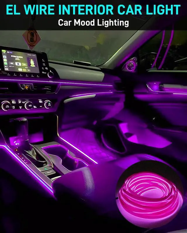 Alt view image 3 of 7 - El Wire Car LED Interior Strip Dash Lights Strip LED Trim Lights