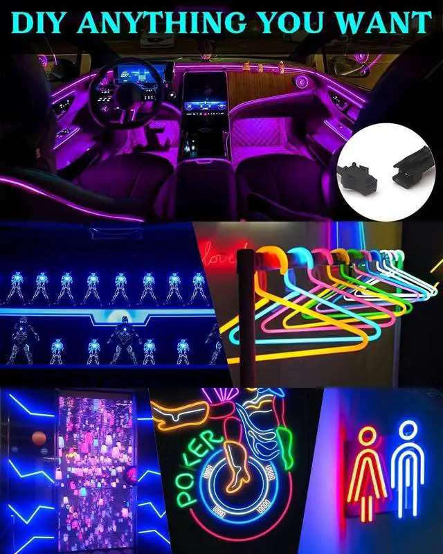Alt view image 7 of 7 - El Wire Car LED Interior Strip Dash Lights Strip LED Trim Lights