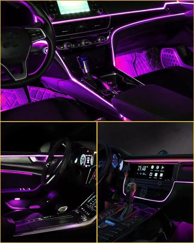 Alt view image 4 of 7 - El Wires Car Interior LED Strip Light 5m/16ft Neon Light