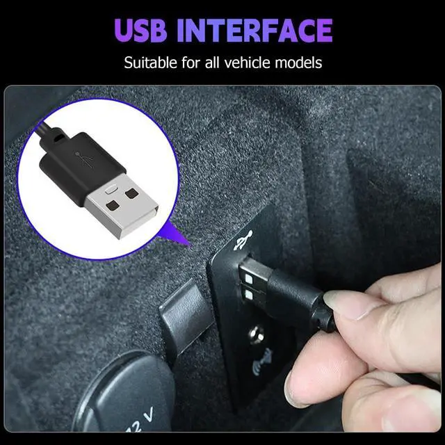 Alt view image 3 of 7 - Car 4 In1 Waterproof LED Strip Atmosphere Lights with USB Port
