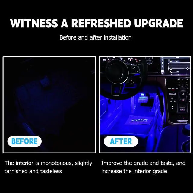 Alt view image 5 of 7 - Car 4 In1 Waterproof LED Strip Atmosphere Lights with USB Port