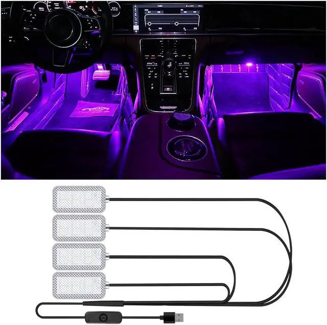 Alt view image 7 of 7 - Car 4 In1 Waterproof LED Strip Atmosphere Lights with USB Port