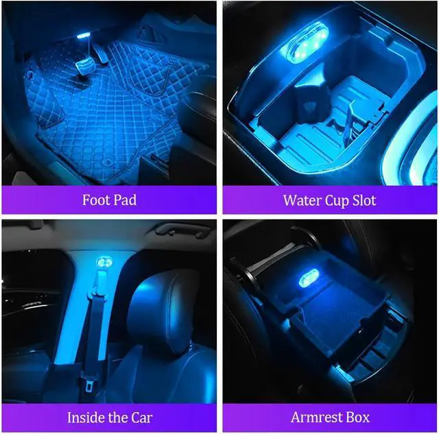 Alt view image 6 of 7 - 4 PCS Car Led Lights Interior with Remote Control
