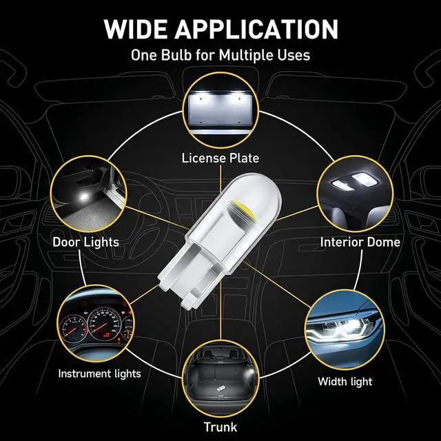 Alt view image 6 of 6 - 501 T10 W5W LED Bulbs Clear