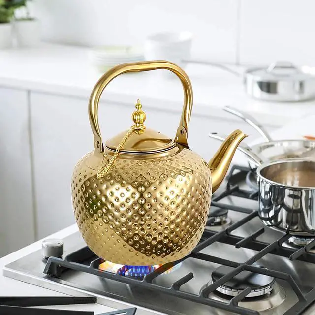 Alt view image 2 of 5 - 2L Gold Stainless Steel Teapot with Infuser