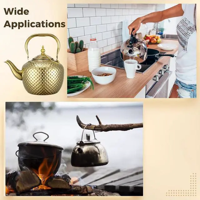 Alt view image 5 of 5 - 2L Gold Stainless Steel Teapot with Infuser