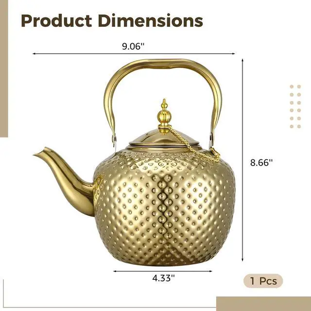 Alt view image 4 of 5 - 2L Gold Stainless Steel Teapot with Infuser