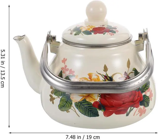 Alt view image 2 of 7 - Vintage Enamel Tea Kettle Stovetop 1l Capacity