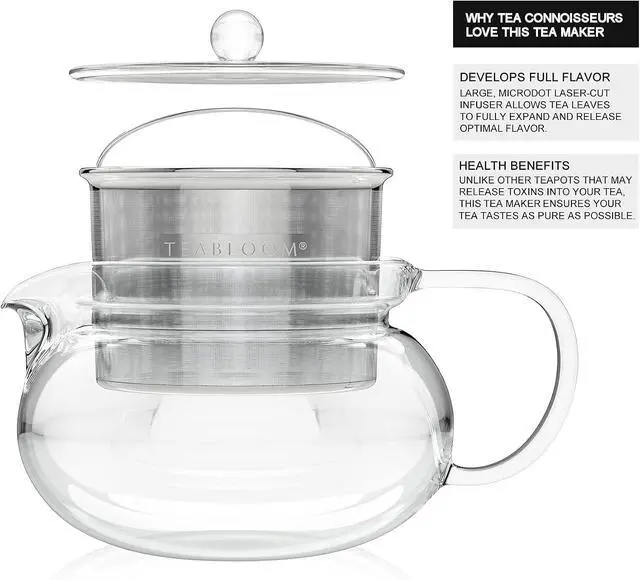 Alt view image 5 of 7 - 2-in-1 Tea Kettle/Tea Maker Heatproof Glass Teapot