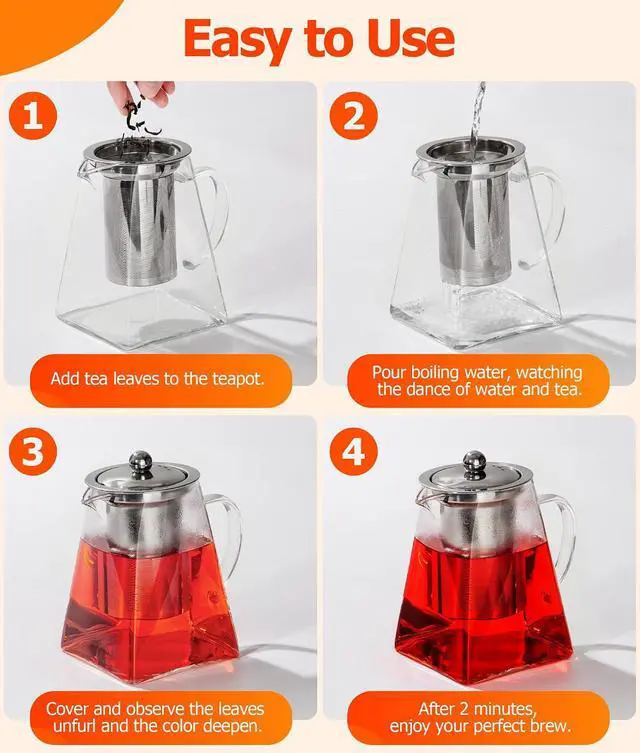 Alt view image 5 of 6 - Teapot with Tea Scoop and Mat 950ml/32.12oz Heat-Resistant