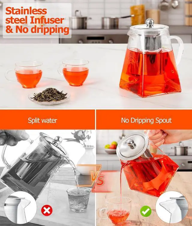 Alt view image 4 of 6 - Teapot with Tea Scoop and Mat 950ml/32.12oz Heat-Resistant