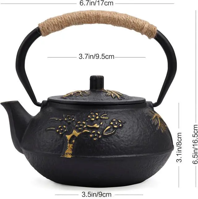 Alt view image 2 of 7 - Tea Kettle Cast Iron Teapot Infuser Strainer Set