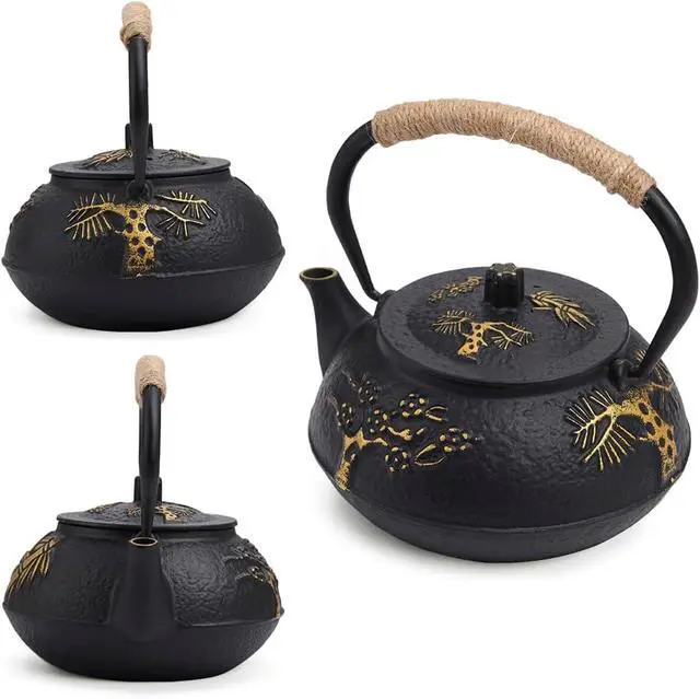 Alt view image 3 of 7 - Tea Kettle Cast Iron Teapot Infuser Strainer Set