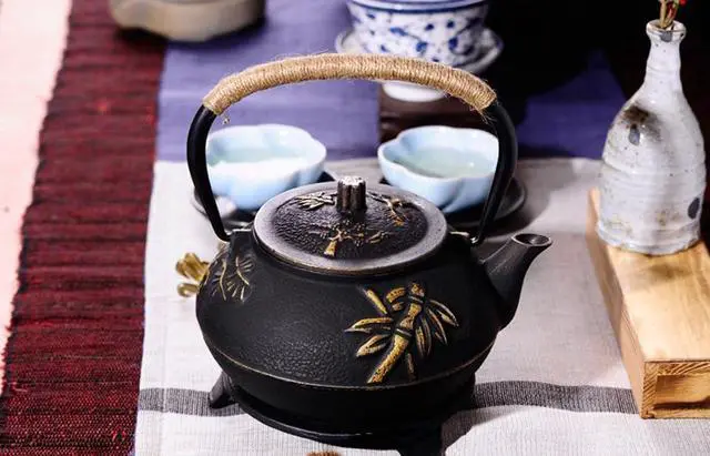 Alt view image 6 of 7 - Tea Kettle Cast Iron Teapot Infuser Strainer Set