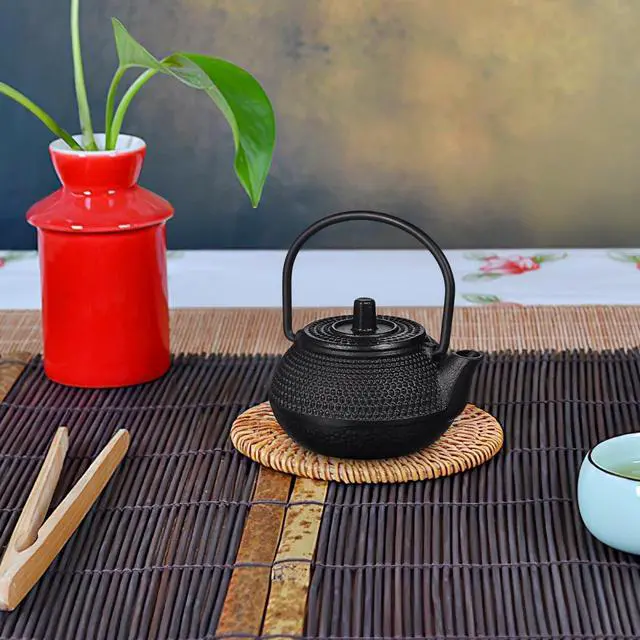 Alt view image 3 of 7 - Small Teapot Cast Iron Mini Tea Kettle Tabletop