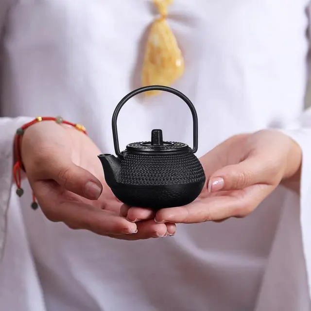 Alt view image 6 of 7 - Small Teapot Cast Iron Mini Tea Kettle Tabletop