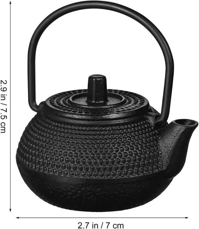 Alt view image 7 of 7 - Small Teapot Cast Iron Mini Tea Kettle Tabletop