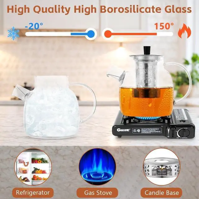 Alt view image 5 of 7 - 1500ml Glass Teapot Borosilicate Glass Strainer Teapot