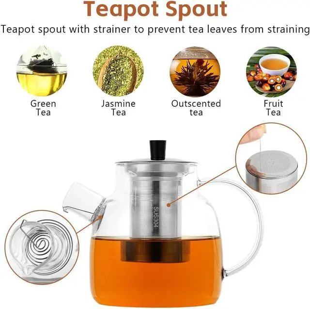 Alt view image 4 of 7 - 1500ml Glass Teapot Borosilicate Glass Strainer Teapot