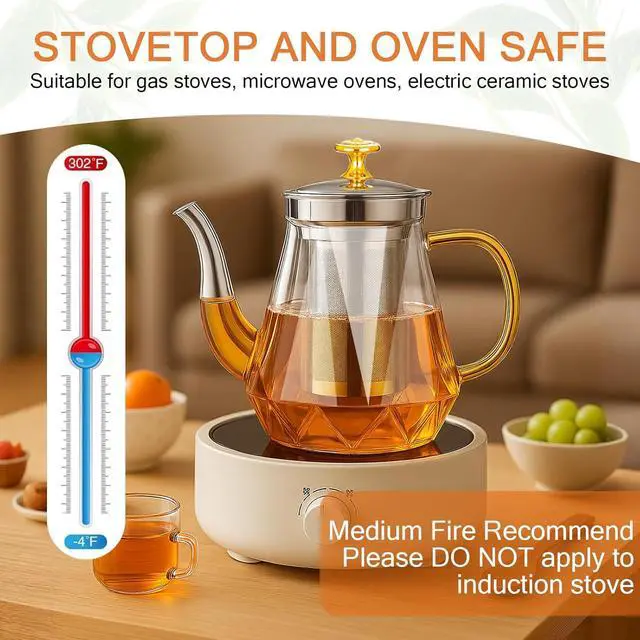 Alt view image 4 of 6 - 1000ml/35oz Glass Teapot with Pad & Brush