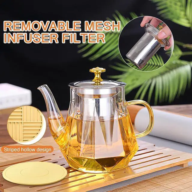 Alt view image 5 of 6 - 1000ml/35oz Glass Teapot with Pad & Brush