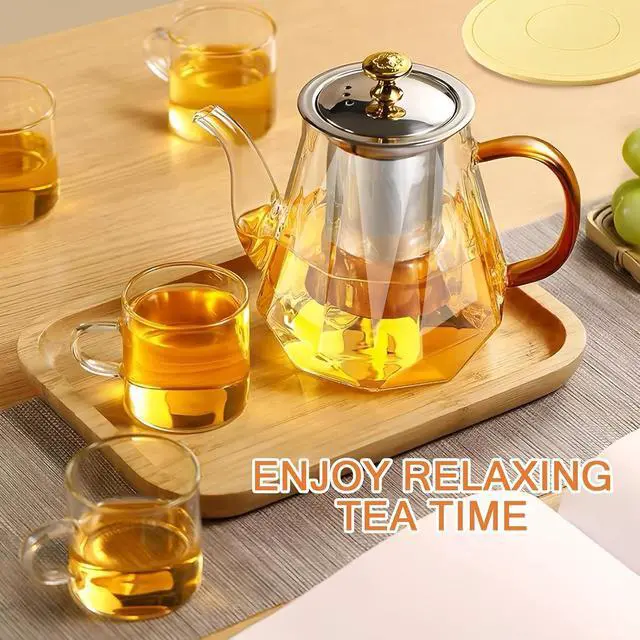 Alt view image 6 of 6 - 1000ml/35oz Glass Teapot with Pad & Brush