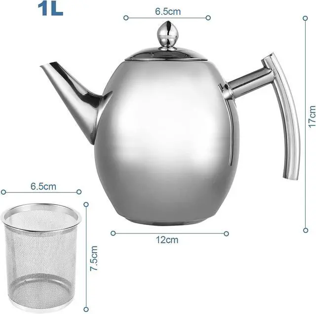 Alt view image 3 of 7 - Stainless Steel Teapot Tea Kettle Pot with Filter