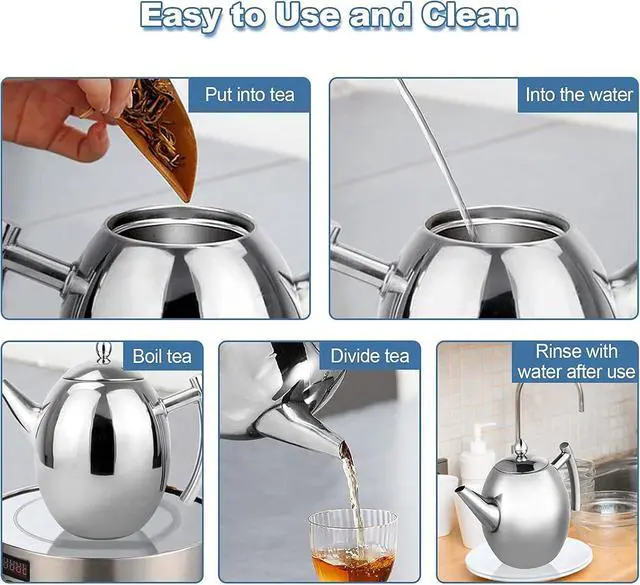 Alt view image 7 of 7 - Stainless Steel Teapot Tea Kettle Pot with Filter