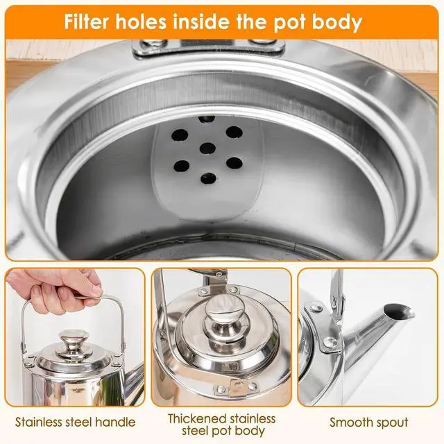Alt view image 4 of 7 - Stainless Steel Tea Pot 1.5l Stove Top Kettle