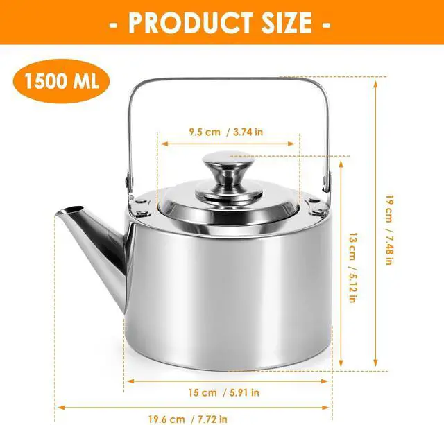 Alt view image 7 of 7 - Stainless Steel Tea Pot 1.5l Stove Top Kettle