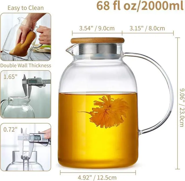 Alt view image 3 of 6 - Large Glass Teapot with Infuser