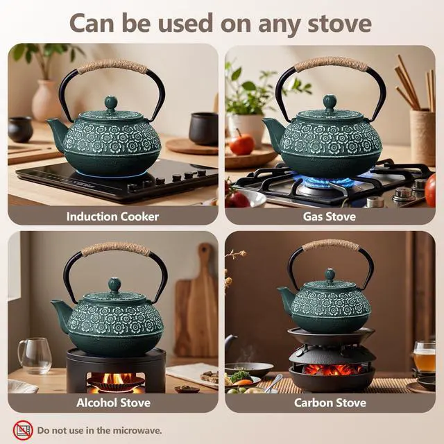 Alt view image 6 of 7 - Traditional Japanese Tetsubin Tea Kettle 900ml