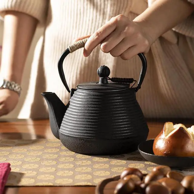 Alt view image 2 of 6 - Cast Iron Teapot with Infuser for Loose Leaf