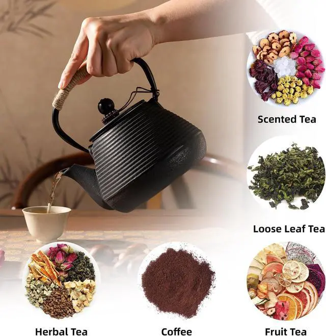 Alt view image 3 of 6 - Cast Iron Teapot with Infuser for Loose Leaf
